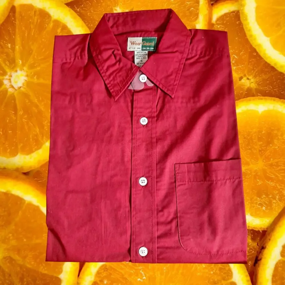 Wear Guard Men's Red Long‎ Sleeve Casual Button Down Shirt Size S
